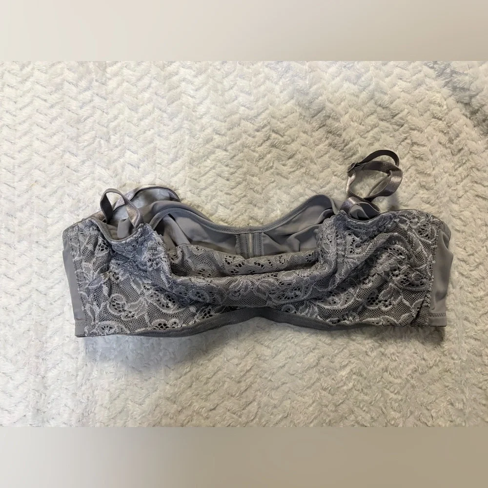 Olga Pretty Lace Cami Bra 38D Gray Floral Lace Full Coverage Underwire Softcore - Picture 2 of 7